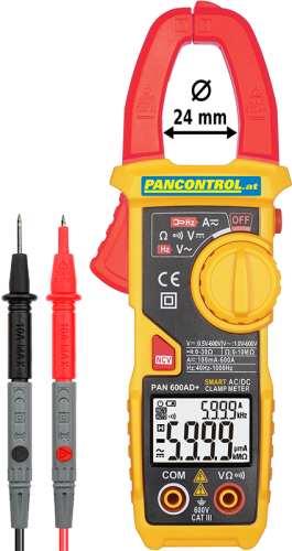 Cyfrowy miernik cęgowy AC/DC ACV/DCV 600V , ACA/DCA 600A, R, Hz, d=24mm PAN600AD+ Tracon Electric