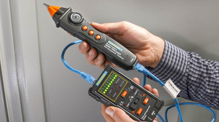 Tester LAN z lokalizatorem przewodów RJ45, RJ11, BNC PANLEITUNGSSUCHER Tracon Electric