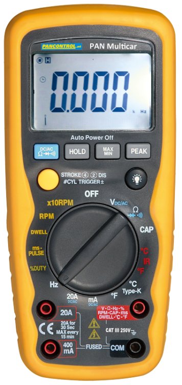 Tester samochodowy ACV/DCV, ACA/DCA, R, C, Hz, °C, Infra PANMULTICAR Tracon Electric