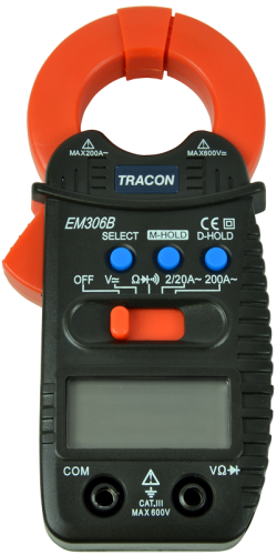 Cyfrowy multimetr cęgowy DCV,ACV,ACA 200A, OHM EM306B Tracon Electric