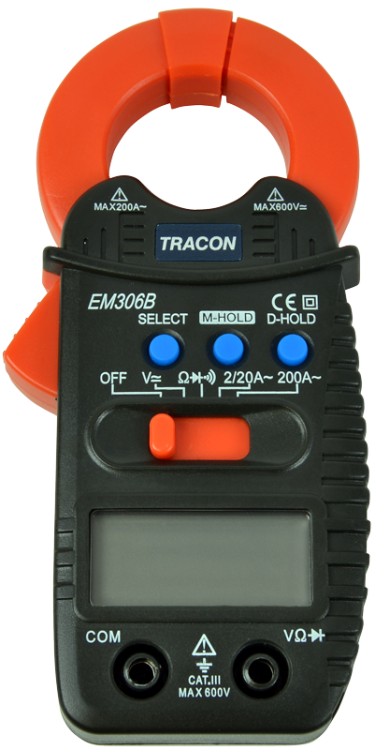 Cyfrowy multimetr cęgowy DCV,ACV,ACA 200A, OHM EM306B Tracon Electric
