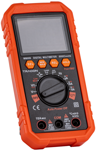 Multimetr cyfrowy TRMS, ACV, DCV, ACA, DCA, OHM, FREQ, diode, NCV, signal MM88B Tracon Electric