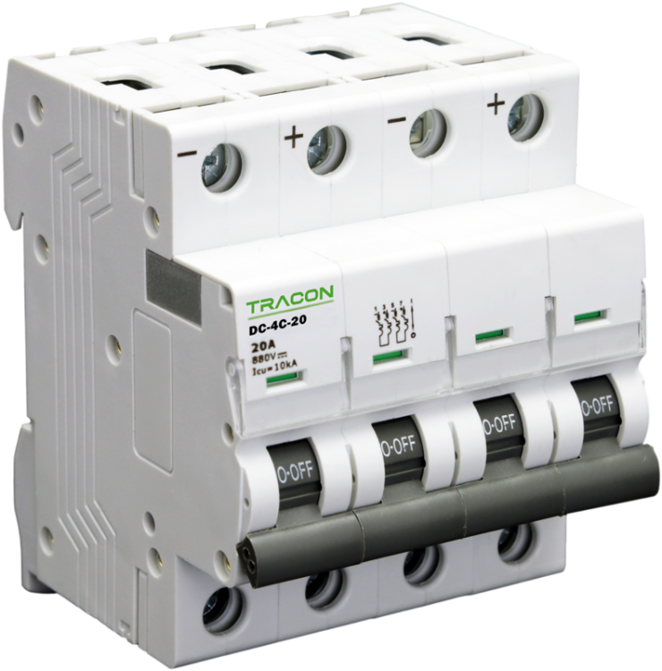 Wyłącznik nadprądowy fotowoltaiczny, 4P, 32A, 880VDC 32A, 880V DC DC-4C-32 Tracon Electric