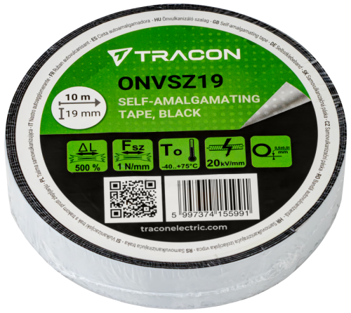 Taśma samowulkanizująca, czarna 10m×19mm, -40°C-75°C ONVSZ19 Tracon Electric