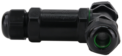 Hermetyczne złącze kablowe z dławikami, kształt T 0.5-4 mm2, IP68, PC+PA6.6, 5P, 450VAC, 24A CST4-T Tracon Electric