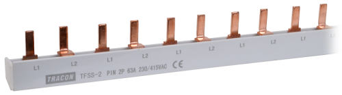 Listwa połączeniowa - bolcowa max.63A, 230/400VAC, 2P, 56modul, 1m TFSS-2 Tracon Electric