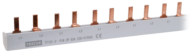 Listwa połączeniowa - bolcowa max.63A, 230/400VAC, 2P, 56modul, 1m TFSS-2 Tracon Electric