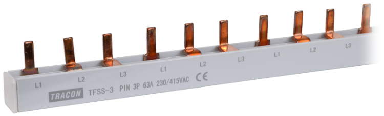 Listwa połączeniowa - bolcowa max.63A, 230/400VAC, 3P, 56modul, 1m TFSS-3 Tracon Electric