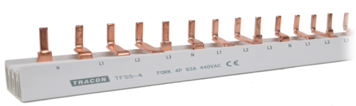 Listwa połączeniowa - bolcowa max.63A, 230/400VAC, 4P, 56modul, 1m TFSS-4 Tracon Electric