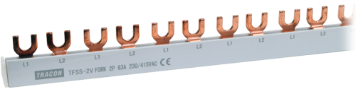 Listwa połączeniowa - widełkowa max.63A, 230/400VAC, 2P, 56modul, 1m TFSS-2V Tracon Electric