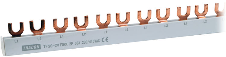Listwa połączeniowa - widełkowa max.63A, 230/400VAC, 2P, 56modul, 1m TFSS-2V Tracon Electric