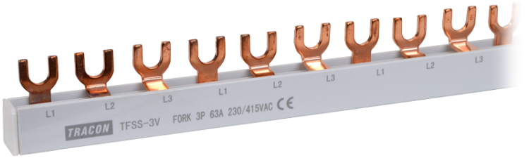 Listwa połączeniowa - widełkowa max.63A, 230/400VAC, 3P, 56modul, 1m TFSS-3V Tracon Electric