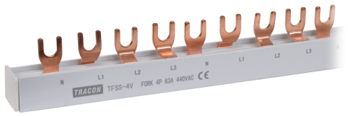 Listwa połączeniowa - widełkowa max.63A, 4P, 56modul, 1m TFSS-4V Tracon Electric