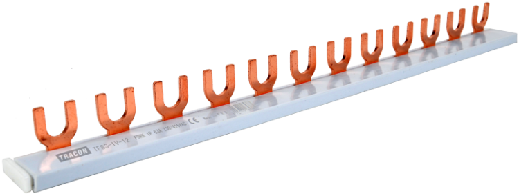 Listwa połączeniowa - widełkowa max.63A, 230/400VAC, 1P, 12modul, 215mm TFSS-1V-12 Tracon Electric