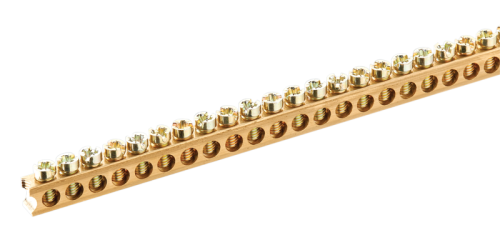 Szyna mosiężna N/PE 1m max.63A, 230/400VAC, 1m, W×H=8×12mm, d=7.5mm, 101xM5 TNFS25 Tracon Electric