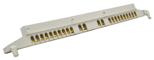 Szyna izolowana uziemiająca N/PE), zamknięta 230/400VAC, 63A, 7,6×18,3mm, L=250 mm, 24P, IP20 NPE-Z-24 Tracon Electric