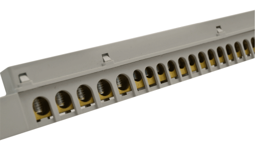 Szyna izolowana uziemiająca N/PE 230/400VAC, 100A, 13,7×26,6mm, L=360 mm, 38P, IP20 NPE-Z-38 Tracon Electric