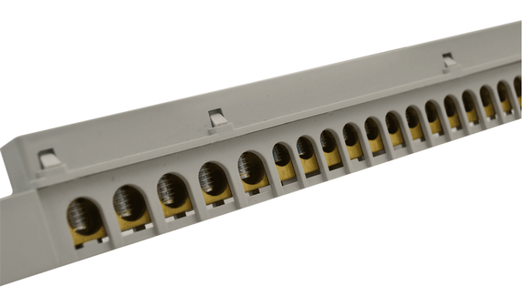 Szyna izolowana uziemiająca N/PE 230/400VAC, 100A, 13,7×26,6mm, L=360 mm, 38P, IP20 NPE-Z-38 Tracon Electric