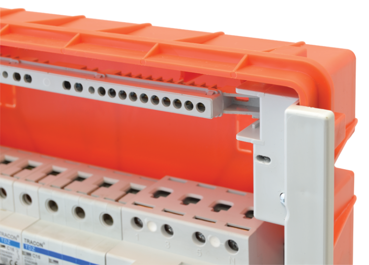 Szyna izolowana uziemiająca N/PE 230/400VAC, 100A, 13,7×26,6mm, L=360 mm, 38P, IP20 NPE-Z-38 Tracon Electric