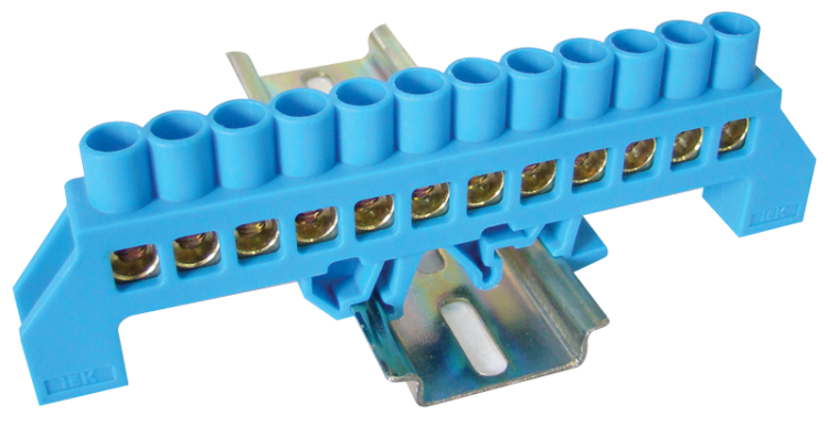 Izolowana szyna uziemiająca (N/PE), niebieska 230/400VAC, 100A, 8×12mm, 12P, IP20 NPE-B8-12 Tracon Electric
