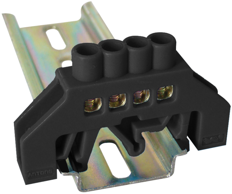 Szyna uziemiająca, izolowana (N/PE), czarna 230/400VAC, 63A, 6×9mm, 4P, IP20 NPE-BK6-4 Tracon Electric