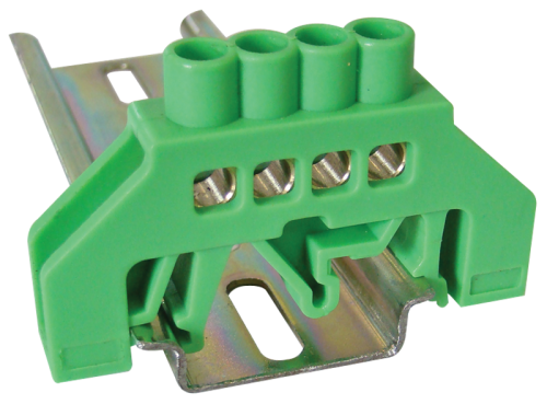 Izolowana szyna uziemiająca (N/PE), zielona 230/400VAC, 63A, 6×9mm, 4P, IP20 NPE-G6-4 Tracon Electric