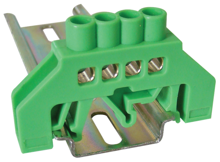 Izolowana szyna uziemiająca (N/PE), zielona 230/400VAC, 63A, 6×9mm, 4P, IP20 NPE-G6-4 Tracon Electric