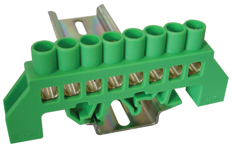 Izolowana szyna uziemiająca (N/PE), zielona 230/400VAC, 100A, 8×12mm, 8P, IP20 NPE-G8-8 Tracon Electric