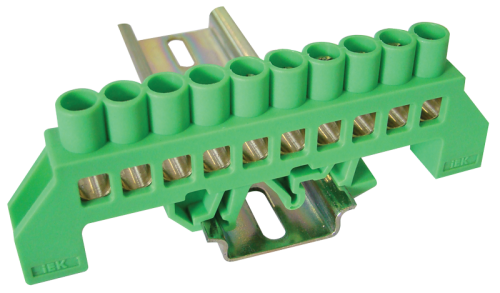Izolowana szyna uziemiająca (N/PE), zielona 230/400VAC, 100A, 8×12mm, 10P, IP20 NPE-G8-10 Tracon Electric