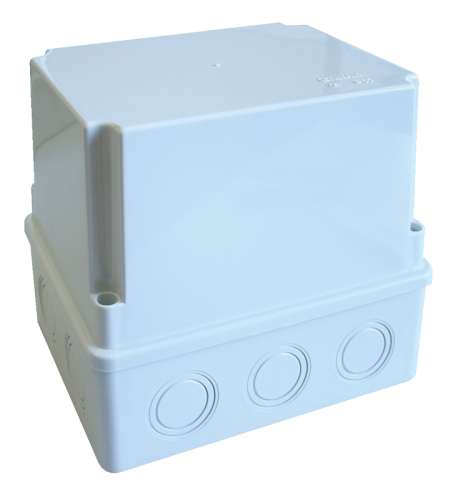 Puszka plastikowa z ułatwieniami, jasnoszara, pełna pokrywa 80×120×120mm, IP55 MD81212 Tracon Electric