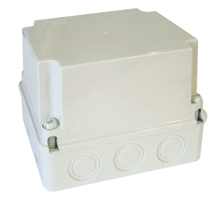 Puszka plastikowa z ułatwieniami, jasnoszara, pełna pokrywa 190×145×140mm, IP55 MD191514 Tracon Electric