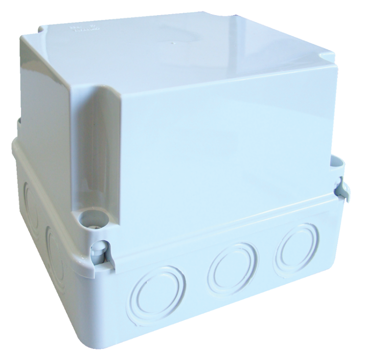 Puszka plastikowa z ułatwieniami, jasnoszara, pełna pokrywa 250×200×160mm, IP55 MD252016 Tracon Electric