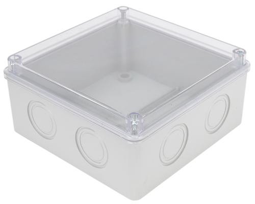 Obudowa elektroniczna, jasnoszara, przeźroczysta pokrywa 150×150×70mm, IP55 MED15157T Tracon Electric