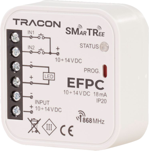 Radiowy sterownik LED, dopuszkowy, 1-kanałowy 10-14 VDC, 2x5 A, 868.32 MHz EFPC Tracon Electric