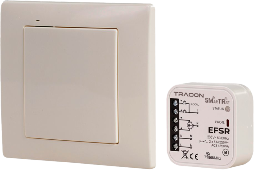 Zestaw sterowania bezprzew., 1-kanałowy, do sterow. roletami 230 V, 50 Hz, 2x5 A, 2 NO, 868.32 MHz EFSR Tracon Electric