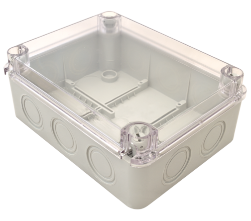 Obudowa elektroniczna, jasnoszara, przeźroczysta pokrywa 190×145×80, IP67 MED19148T Tracon Electric