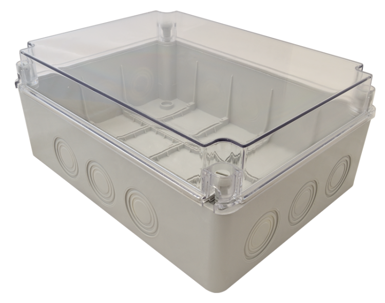 Obudowa elektroniczna, jasnoszara, przeźroczysta pokrywa 310×230×130, IP67 MED312313T Tracon Electric