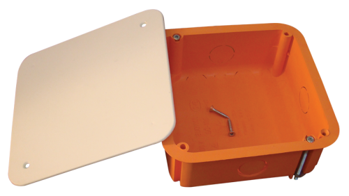 Puszka GIPS, zwykła z pokrywą, pomarańczowa 100×100×45mm GD100 Tracon Electric