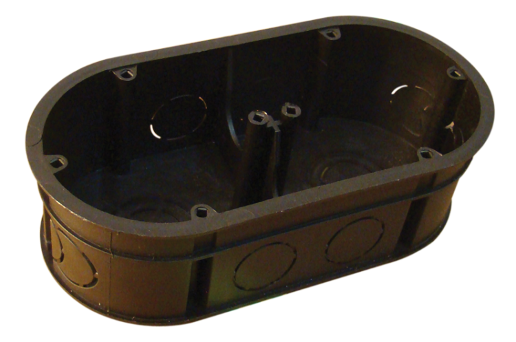 Perforowana puszka montażowa, podwójna, czarna 70×140×70×44mm D70D Tracon Electric