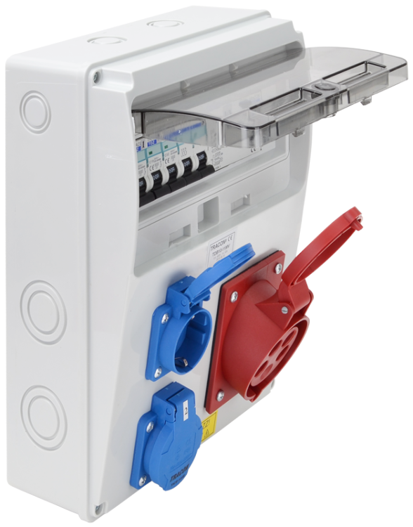 Rozdzielnica przemysłowa z wyposażeniem, okablowana Prot.:RCCB,MCB,Out:2×SCHUKO+1×32A(3P+N+E) TDB10-11MV Tracon Electric