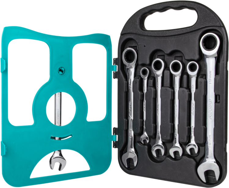 Zestaw kluczy płasko-oczkowych z grzechotką 8,10,12,13,14,17,19mm RKK7 Tracon Electric