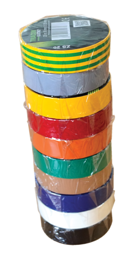 Zestaw 10 szt taśm izolacyjnych 10m×15mm, PVC, 0-90°C, 40kV/mm SZIG-SET10-15 Tracon Electric