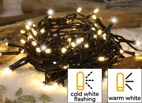 Świąteczne lampki mrugające, do użyt. na zewn./wewn.(X22009) 230VAC, 5+20M, 200LED, 6W, 2600-2700K, IP44 CHRSTOSC200WW Tracon Electric
