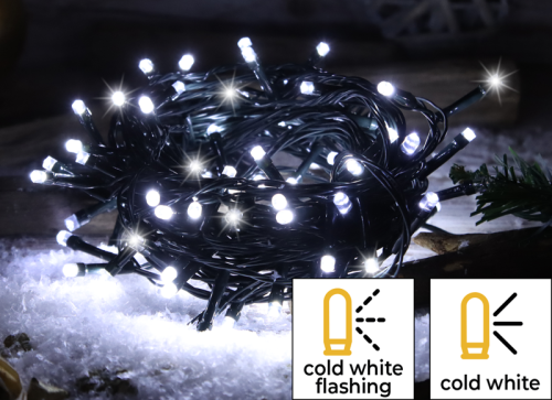 Świąteczne lampki mrugające, do użyt. na zewn./wewn. (X22012 230VAC, 5+20M, 200LED, 6W, 12000-13000K, IP44 CHRSTOSC200CW Tracon Electric