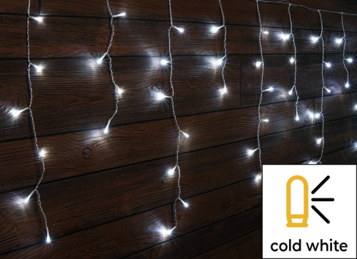 Kurtyna świetlna z sopli świątecznych, zewn./wewn. (22025) 230VAC, 5+10M, 250LED, 6W, 12000-13000K, IP44 CHRIOB10CW Tracon Electric