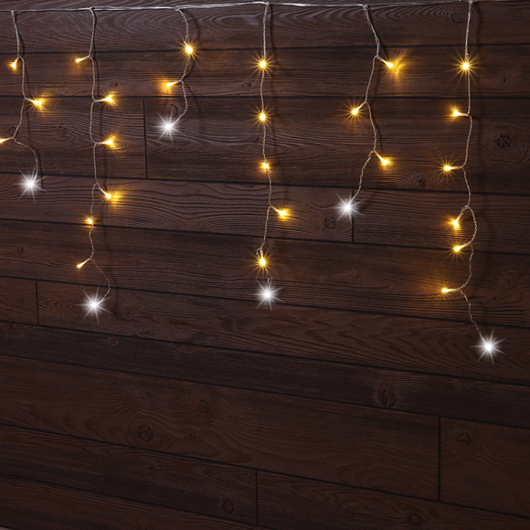 Kurtyna świetlna z iskrzących sopli świątecznych, zewn./wewn 230VAC, 5+5M, 125LED, 3,6W, 2600-2700K, IP44 CHRIOSC5WW Tracon Electric