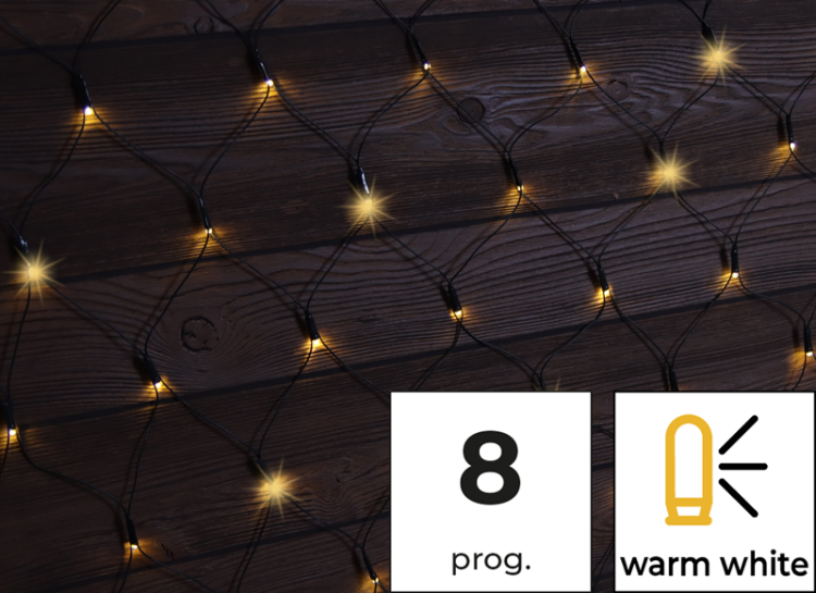 Ciepłobiała siatka LED, do użyt. na zewn./wewn. (X22030) 230VAC, 5+1x1,5M, 120LED, 3,6W, 2600-2700K, IP44 CHRNOP120WW Tracon Electric