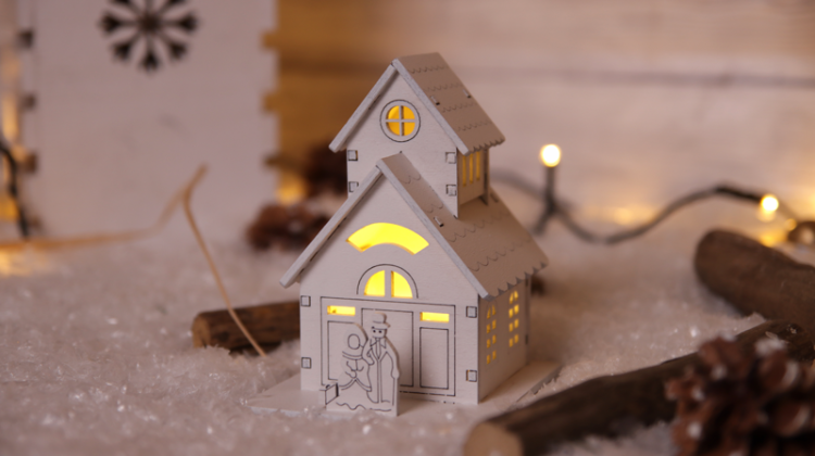 Świąteczna dekoracja LED, drewniana, biała, na baterie (X230 1LED, 3000K, 1xCR2032 CHRH1WW Tracon Electric