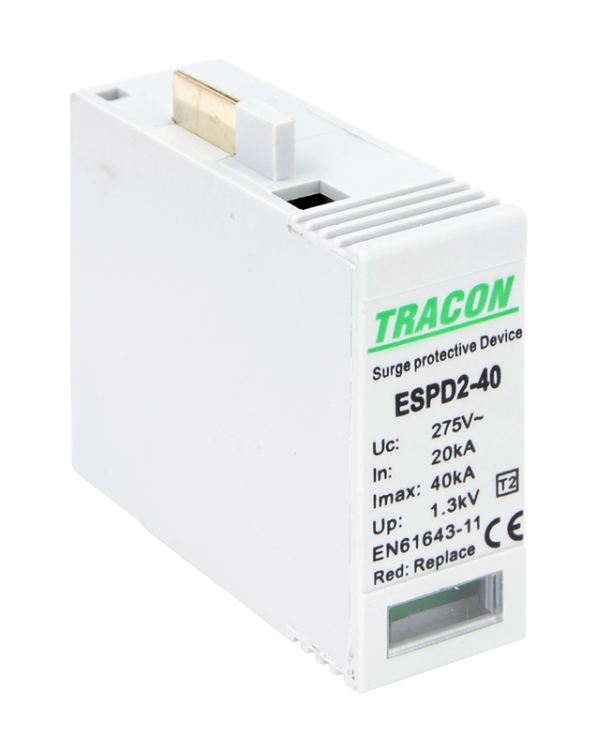 Wkładka ogranicznika przepięć typu T2 AC 40 M Uc:275V, In:20kA, Imax:40kA, Up:1,3kV ESPD2-40MO Tracon Electric