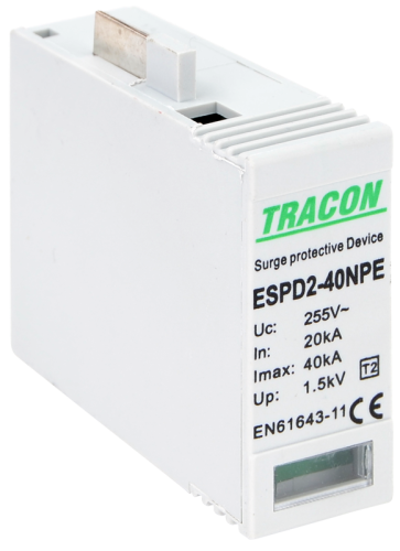 Wkładka ogranicznika przepięć , AC, 40 NPE Uc:275/255V; In:20kA; Imax:40kA; Up:1,3/1,5kV ESPD2-40NPE Tracon Electric
